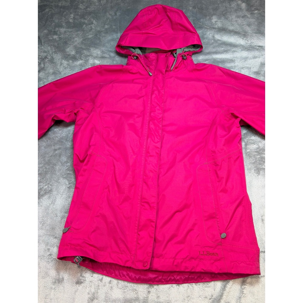 LL Bean Gore-Tex Stowaway Rain Jacket Pink Womens Medium 261772 Hooded Shell Y2K